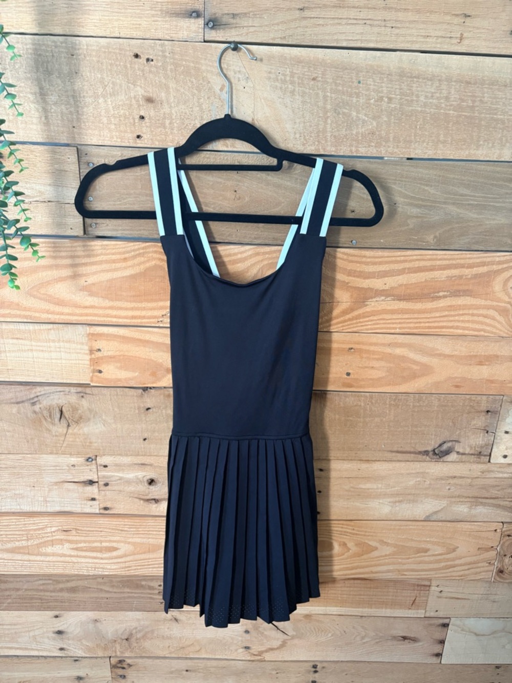 Justice Girls Black Pleated Athletic Dress with white strips Size XL